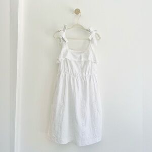 (NWT) Cat & Jack White Eyelet Kids Dress with Bow Straps | Girls XS (4/5)